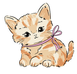 Hand Drawn cute cat sketch vector illustration, Kids Print design, children trend print on t-shirt © Alsu Art