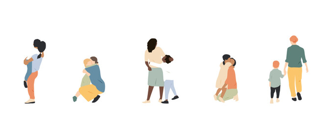 Multicultural group of mothers with kids.