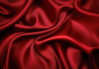Obraz premium Smooth Red Satin Fabric Waves Flowing Elegantly with Luxurious Shine