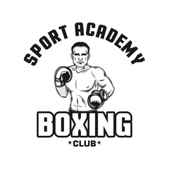 Boxing club academy vector design monochrome