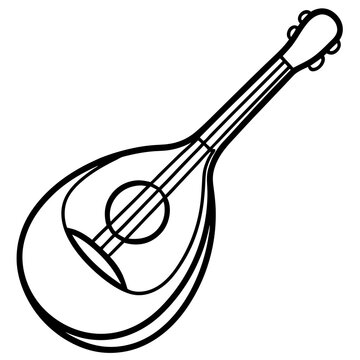 black and white mandolin musical instrument clip art preview