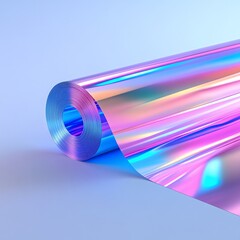 Holographic Gift Wrap Paper Sheet with Rainbow Iridescence on a Roll