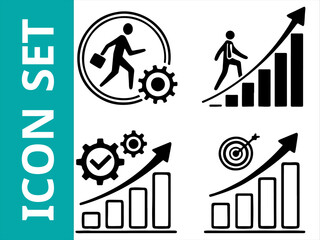 Business Man Success – Achievement, Career Growth, Leadership, Professional Success, Business Goals, and Motivation in Flat Design | Vector Illustration