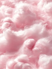 Ethereal close up of fluffy pink cotton candy creating a dreamy sweet texture and soft light background capturing a whimsical and delicate atmosphere