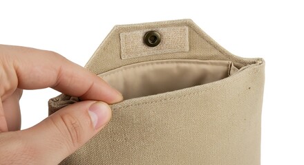 Beige Fabric Pouch Interior Detail: Close-up Product Shot AI Generated