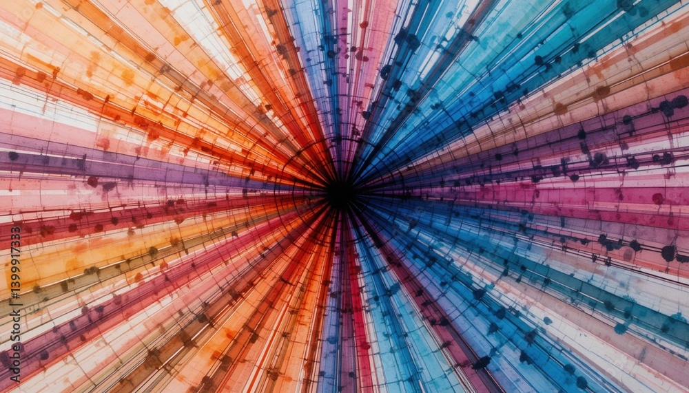 Poster dynamic color explosion abstract art digital visualization artistic environment centered perspective