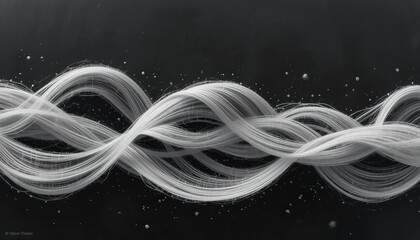 Flowing white waves abstract art digital canvas minimalist design high contrast innovative concept