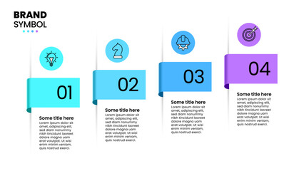 Infographic template. Ribbons with 4 steps and icons