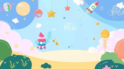 Naklejka premium Children's Day Toy Background: Outlining Children's Colorful and Dreamy Childhood with the Variety of Toys
