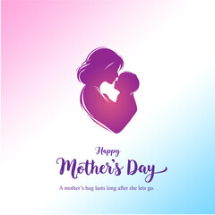 Happy Mothers Day Social Media Creative with Mother Kissing Child Forehead