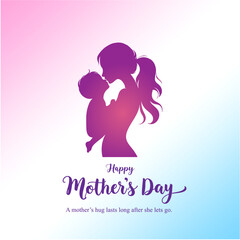 Happy Mothers Day Social Media Creative with Mother Kissing Child Forehead