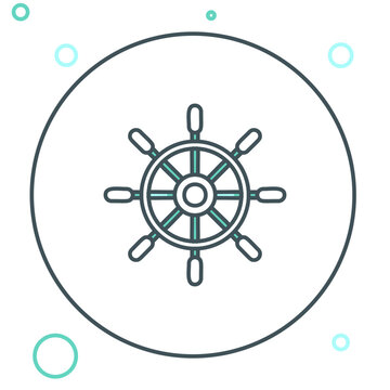 recommend clip art: Line Ship steering wheel icon isolated on white background. Colorful outline concept. Vector