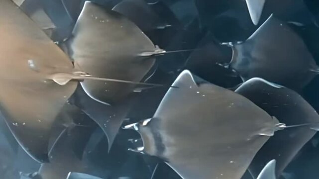 Majestic School of Mobula Rays in the Depths of Ecuador