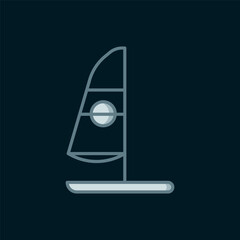 Line Windsurfing icon isolated on black background. Flat filled outline style with shadow. Vector