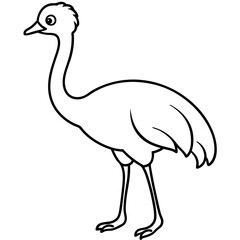 Obraz premium Minimalist cartoon Emu coloring page for children