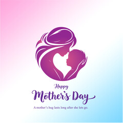 Happy Mothers Day Social Media Creative with Mother Kissing Child Forehead