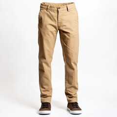 Beige trousers, straight leg
