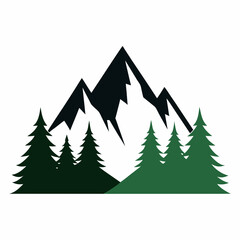 Obraz premium Minimalist mountain silhouette with trees 