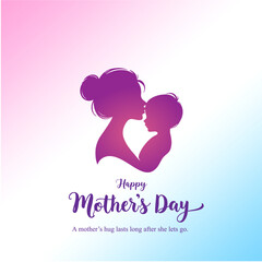 Happy Mothers Day Social Media Creative with Mother Kissing Child Forehead