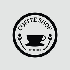 Vintage Coffee Shop Logo, Retro Coffee Badge with Cup and Beans, Classic Café Branding Design