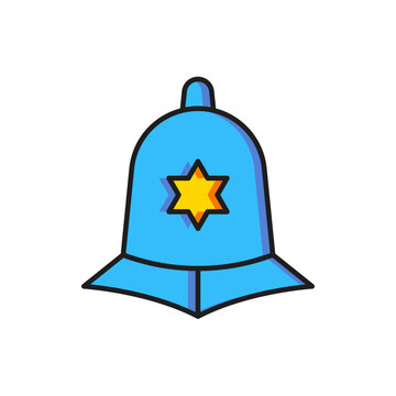 recommend clip art: Color British police helmet icon isolated on white background. Flat filled outline style with shadow. Vector
