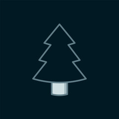 Line Christmas tree icon isolated on black background. Merry Christmas and Happy New Year. Flat filled outline style with shadow. Vector