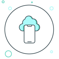 Line Cloud technology data transfer and storage icon isolated on white background. Colorful outline concept. Vector