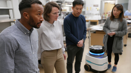 Robotics Team Collaborates on Mobile Robot Development in Lab