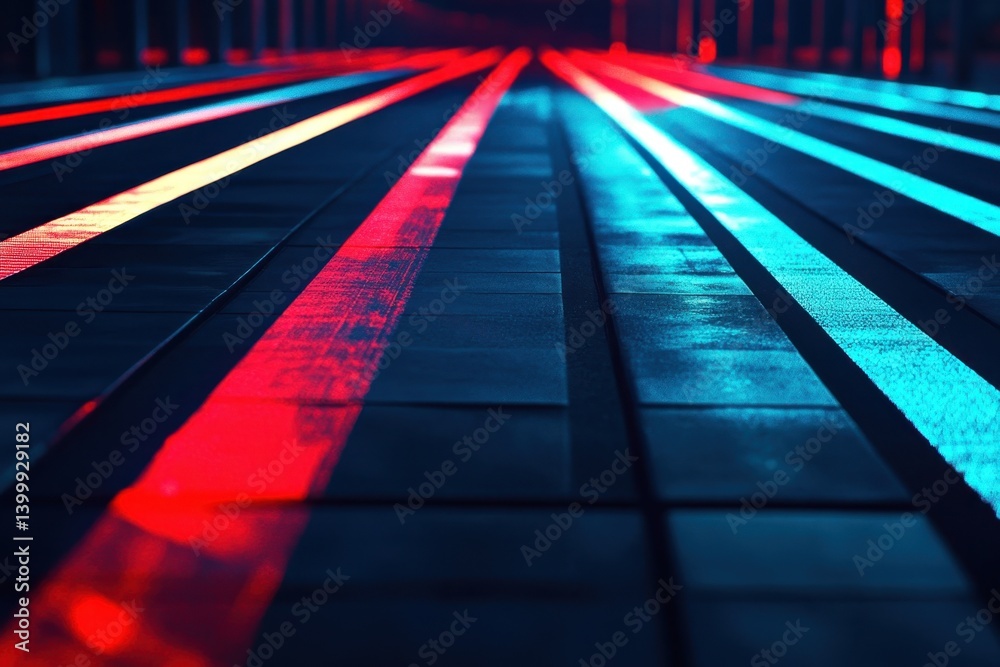 Poster colorful light patterns create an abstract visual display on a dark surface