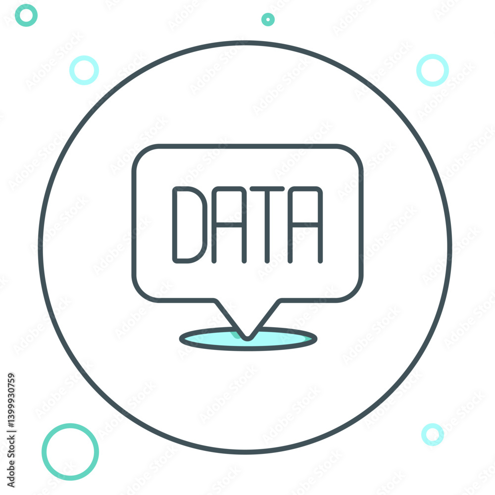 Poster line data analysis icon isolated on white background. business data analysis process, statistics. ch
