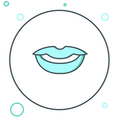 Line Smiling lips icon isolated on white background. Smile symbol. Colorful outline concept. Vector