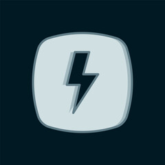 Line Lightning bolt icon isolated on black background. Flash sign. Charge flash icon. Thunder bolt. Lighting strike. Flat filled outline style with shadow. Vector