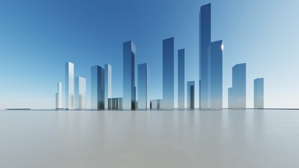 3d illustration of abstract architecture background, geometric architectural with chrome or metallic design, Futuristic city landscape © nuchao