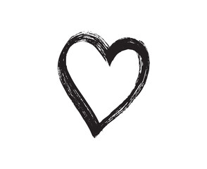 Hand Drawn Brush Heart Clipart, Heart, love, romance or valentine's day red heart. Heart vector icon, Black Grunge Ink Love Symbol EPS10