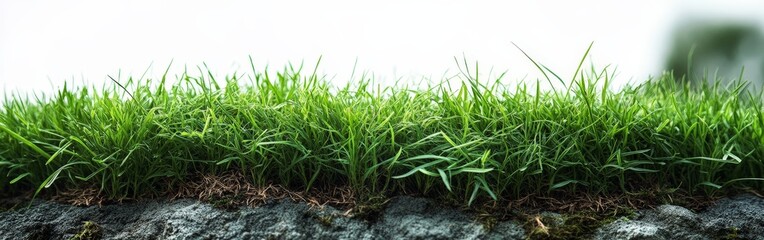Obraz premium Vibrant Green Grass on White Background - Clean and Fresh Nature Image