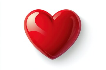 Fototapeta premium A small, red glass heart is delicately sitting on a clean white surface