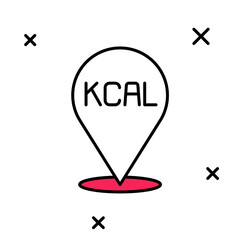 Filled outline Kcal icon isolated on isolated on white background. Health food. Vector