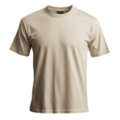 Blank beige tshirt template isolated on white background plain tshirt mockup design presentation for print casual wear apparel fashion garment merchandise style front view empty space for text