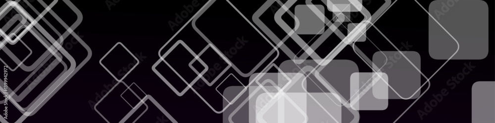 Poster wide header background - abstract geometric horizontal vector design with squares