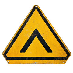 Grunge vintage rusty metal merging traffic sign isolated on white background traffic symbol warning sign safety transportation concept traffic regulations road sign yellow black triangle signage