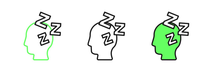 Set line Dreams icon isolated on white background. Sleep, rest, dream concept. Resting time and comfortable relaxation. Vector