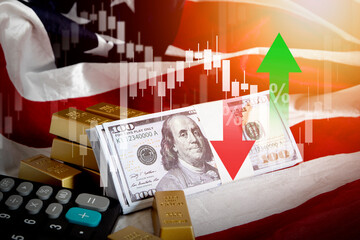 US currency , stock market graph , financial inflation crisis