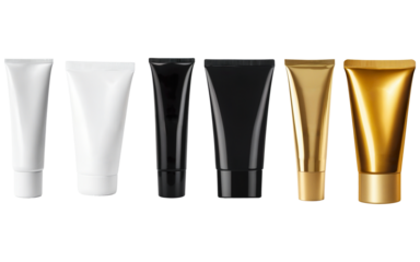 set of cosmetic cream bottles tubes mockup on transparent background