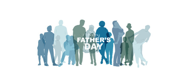 Obraz premium Happy Father's Day banner. Group of fathers with their children.