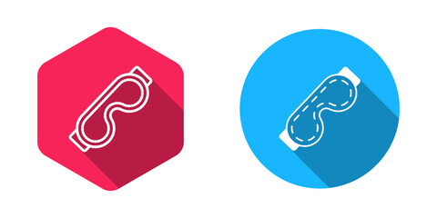 Filled and outline Eye sleep mask icon isolated with long shadow background. Sleeping mask. Vector