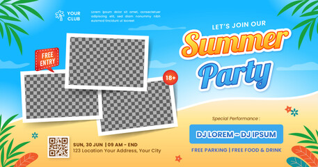 Summer Party Cover Template For Facebook Web Banner