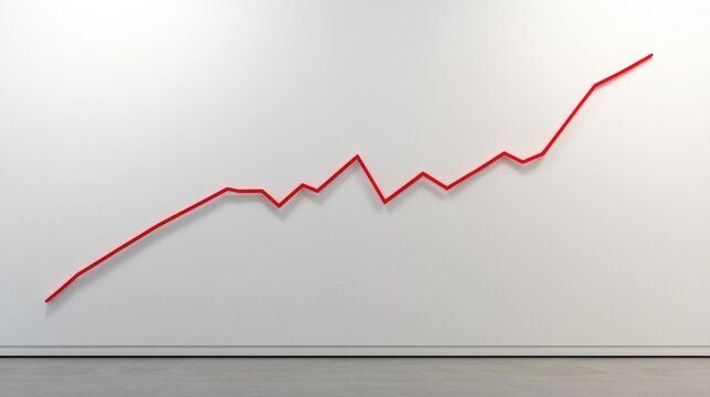 Simple red line graph rising over time shown against a white minimalist canvas