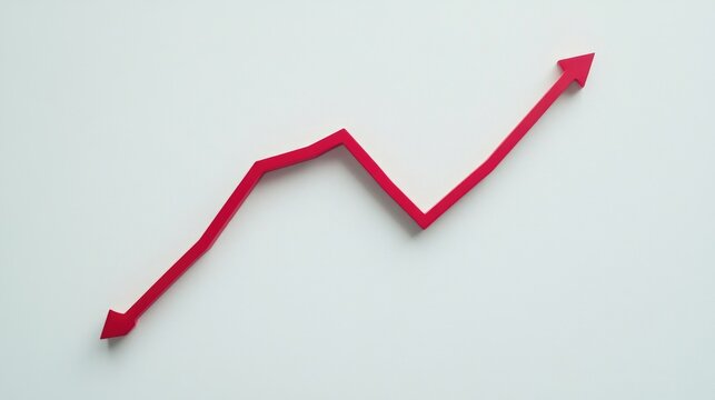 Simple red line graph rising over time shown against a white minimalist canvas