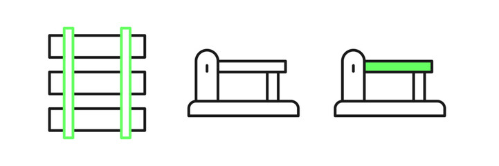 Set line Railway barrier icon isolated on white background. Vector