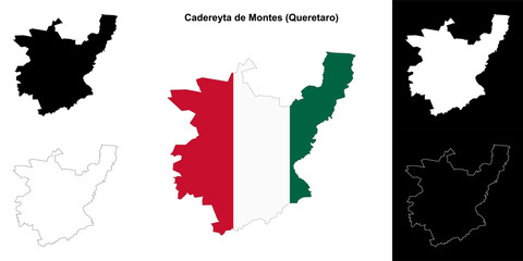 Fototapeta premium Cadereyta de Montes municipality (Queretaro) outline map set